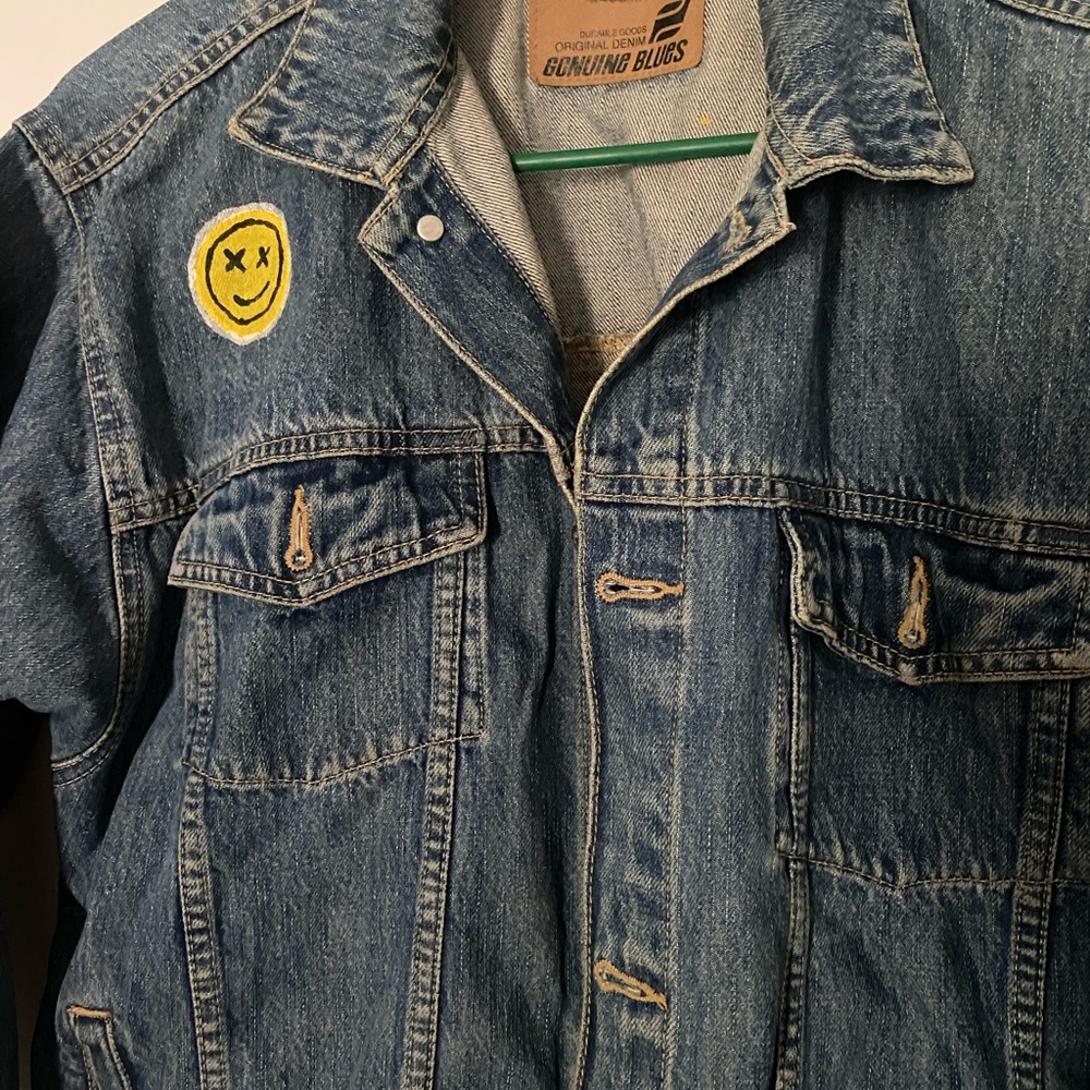 Denim&Co Blue Denim Jacket with Smiley Patch